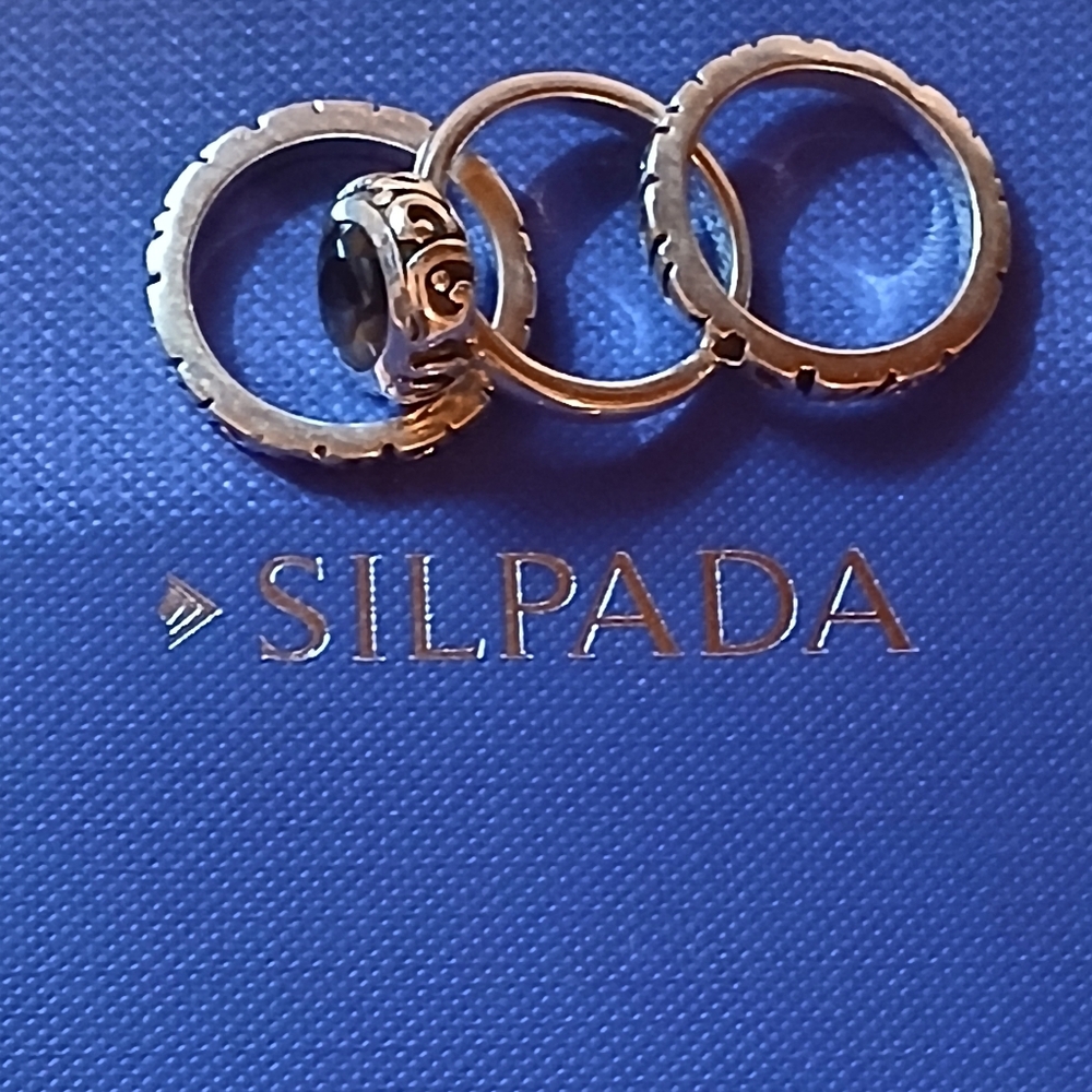 Silpada R-1384 Smokey Quartz 925 Sterling 3 Piece Ring - Picture 6 of 9